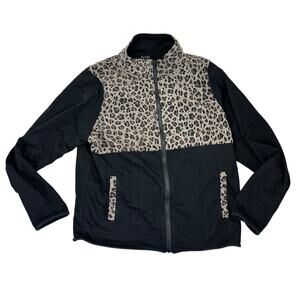Vintage Gigio Leopard Print Black Jacket Full Zip High Neck Pockets Small USA